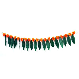 Artificial Mango Leaf Toran with Orange Flowers – 3.5 Ft